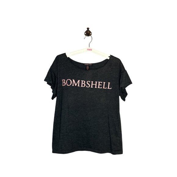 Victoria's Secret Small S Gray Bombshell Logo Short Sleeve Pullover Tee T-Shirt - Picture 2 of 5